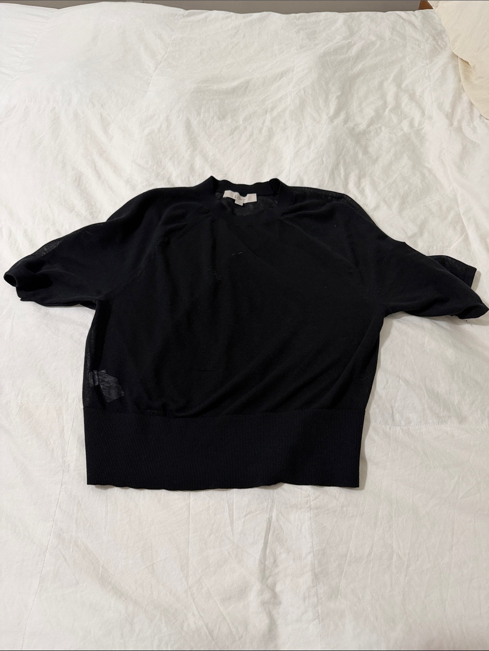 LOFT Black Short-Sleeve Knit Top